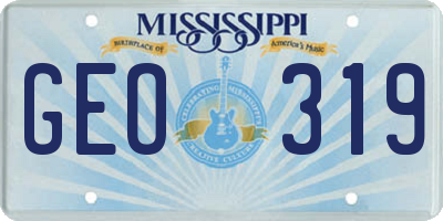 MS license plate GEO319