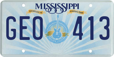 MS license plate GEO413