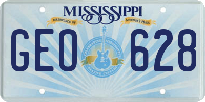MS license plate GEO628