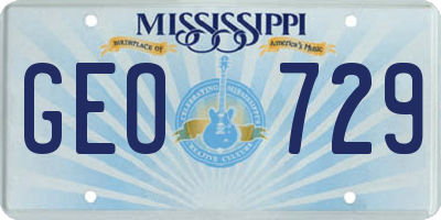 MS license plate GEO729