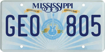 MS license plate GEO805