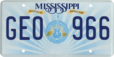 MS license plate GEO966