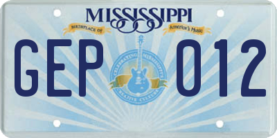 MS license plate GEP012
