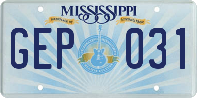 MS license plate GEP031