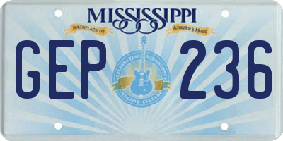 MS license plate GEP236