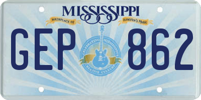 MS license plate GEP862