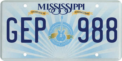 MS license plate GEP988