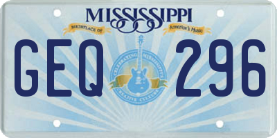 MS license plate GEQ296