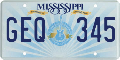 MS license plate GEQ345