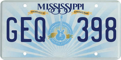 MS license plate GEQ398