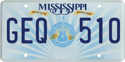 MS license plate GEQ510