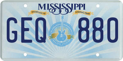 MS license plate GEQ880