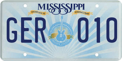 MS license plate GER010
