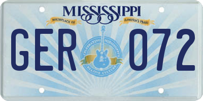 MS license plate GER072