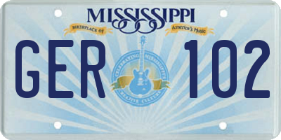MS license plate GER102