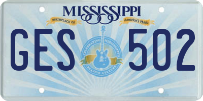 MS license plate GES502