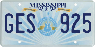 MS license plate GES925