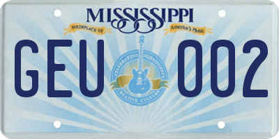 MS license plate GEU002