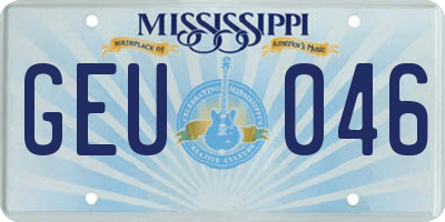 MS license plate GEU046
