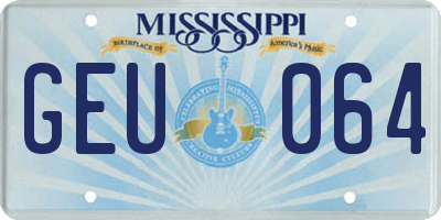 MS license plate GEU064