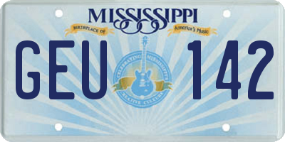 MS license plate GEU142