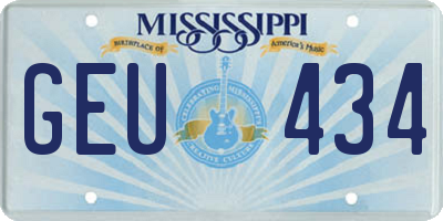 MS license plate GEU434