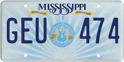 MS license plate GEU474