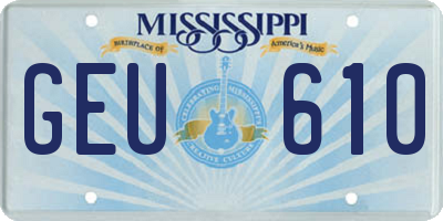 MS license plate GEU610