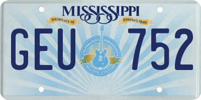 MS license plate GEU752