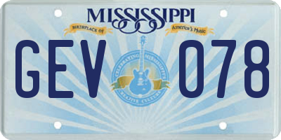 MS license plate GEV078