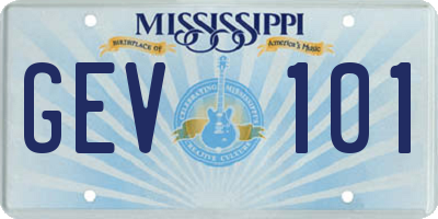 MS license plate GEV101
