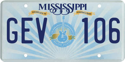 MS license plate GEV106