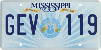MS license plate GEV119