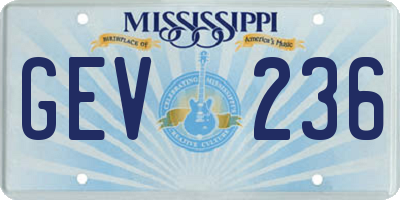 MS license plate GEV236