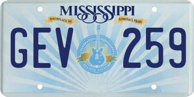 MS license plate GEV259