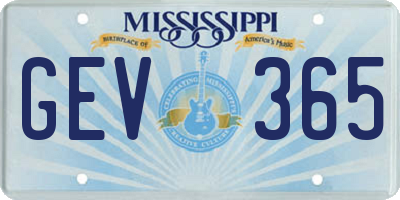 MS license plate GEV365