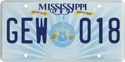 MS license plate GEW018