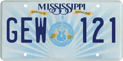 MS license plate GEW121
