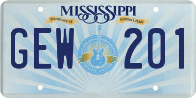 MS license plate GEW201