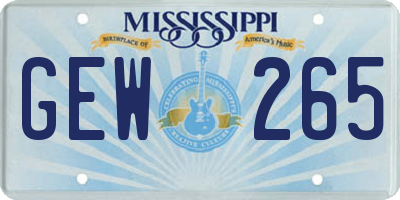 MS license plate GEW265