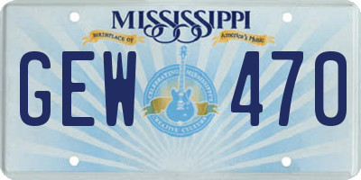 MS license plate GEW470