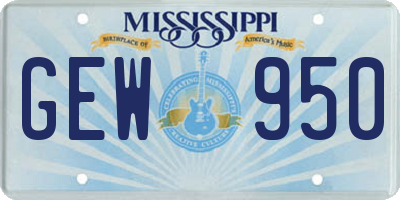MS license plate GEW950