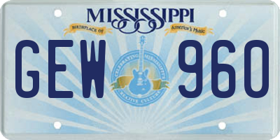 MS license plate GEW960