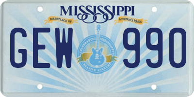 MS license plate GEW990