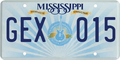 MS license plate GEX015
