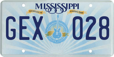 MS license plate GEX028