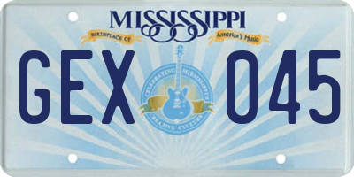MS license plate GEX045