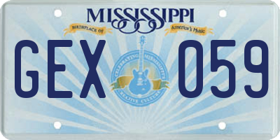 MS license plate GEX059