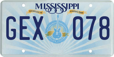 MS license plate GEX078