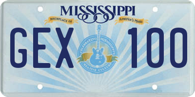MS license plate GEX100
